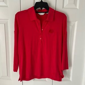 Callaway Women’s Golf Shirt, Three-Quarter Sleeve, Reddish Pink color, size L